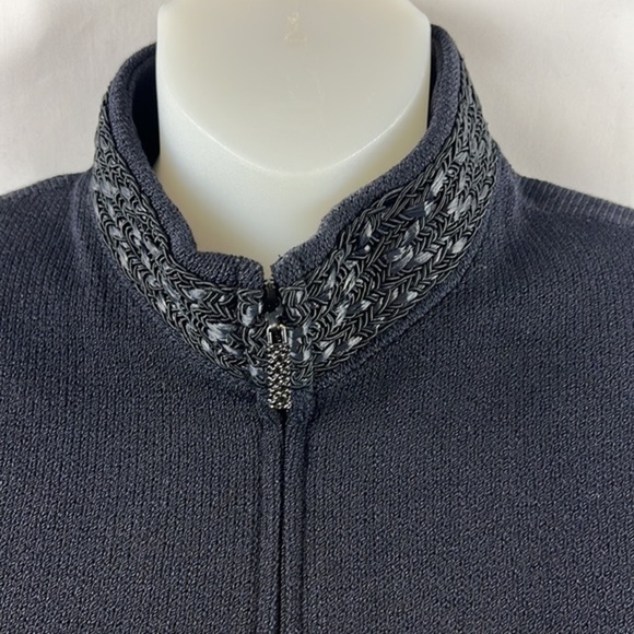 St. John Elegant High Collar Knit Black Cardigan Evening Jacket Size 4 - Picture 3 of 14